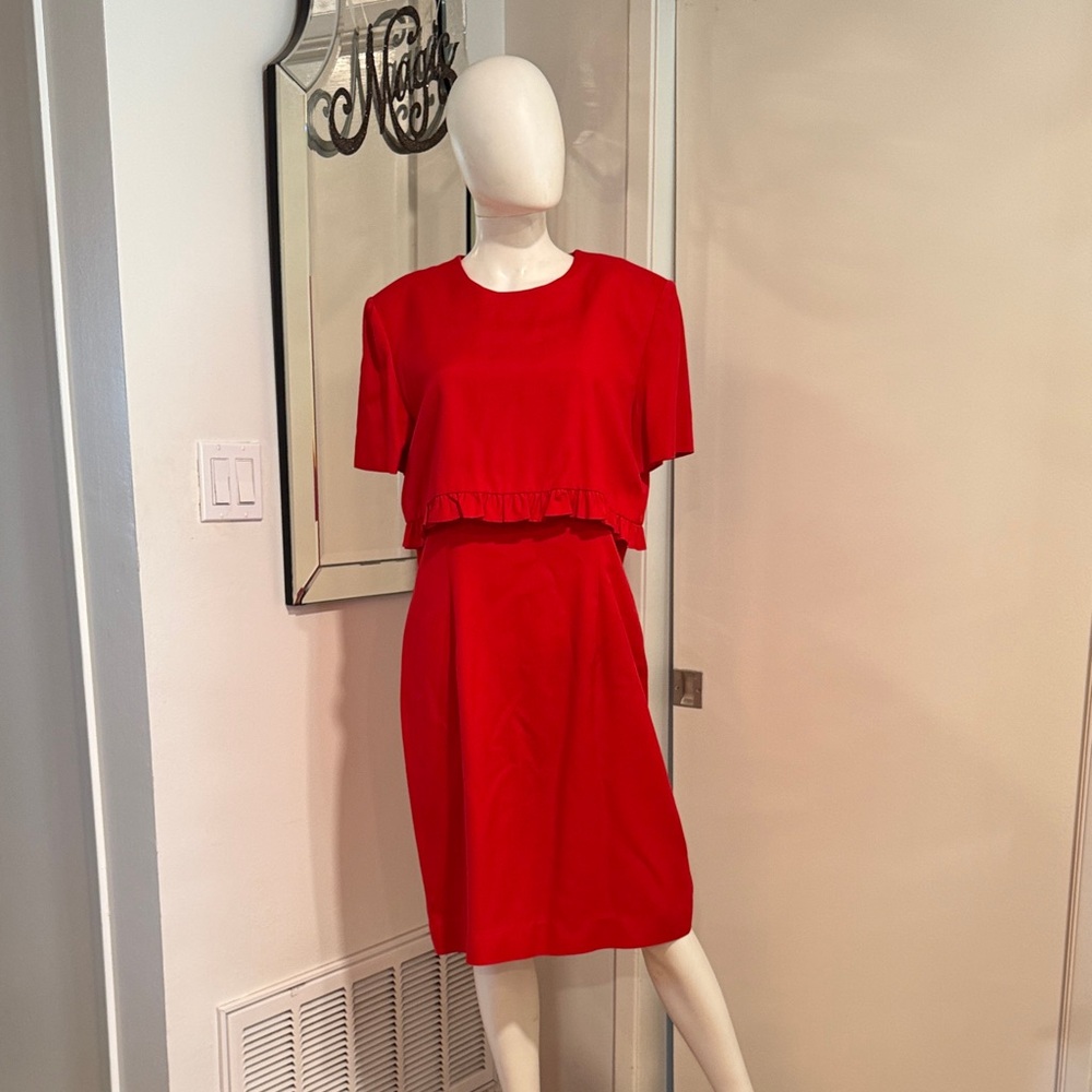 Vintage Steven Stolman Red Shift dress Sz14